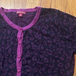 Merona Purple and Black Leopard Cardigan